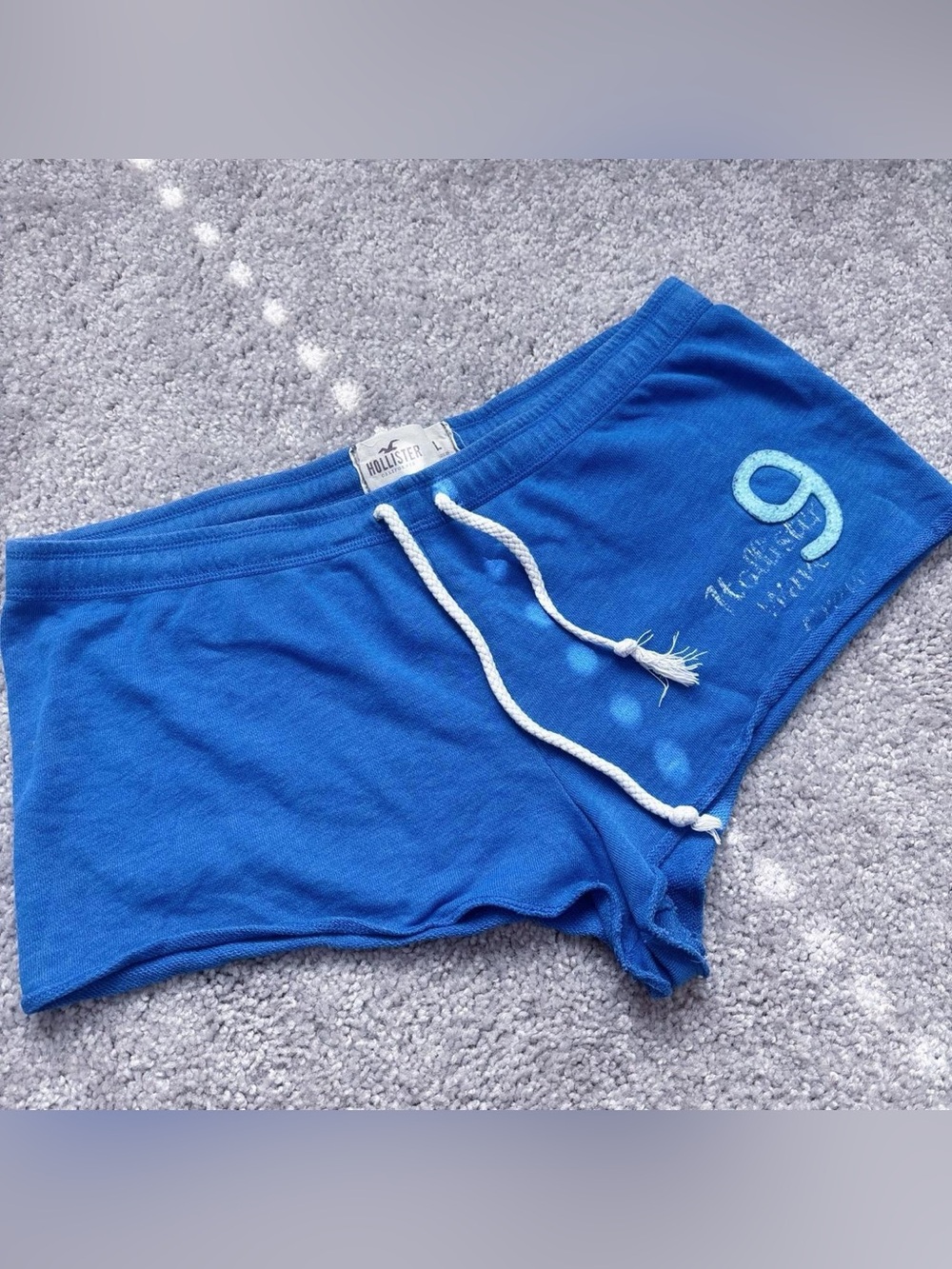 Y2K Hollister Blue Lounge Shorts Drawstring Logo | Size Large